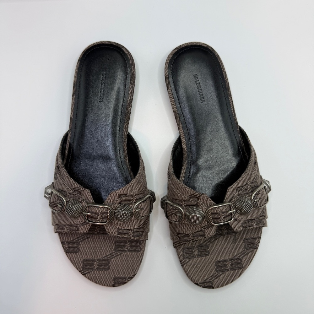 NWT Balenciaga Women's Gray Patterned Slide Sandals Cagol Size 36 fit 6US - Picture 3 of 4